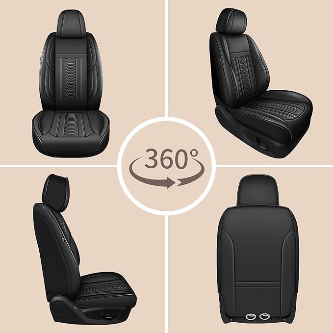 TTX LIGHTING for Jeep Renegade 2015-2023 Seat Covers: Waterproof Leather Seat Protector with Airbag Compatible (2 Front Seats,Black)