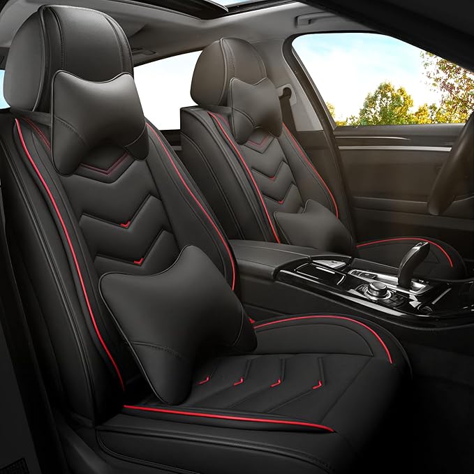 Car Seat Covers for Hyundai Sonata 2002-2026, Premium Nappa Leather Car Seat Cover, Stylish Sport Seat Covers， Automobile Seat Cover Sets.(Luxury 2 Seats/Black)