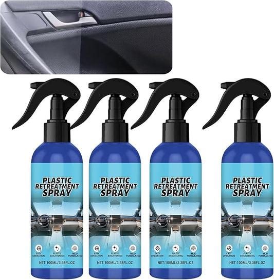 Plastic Restorer for Cars, Car Trim Restorer, Auto Detailing for Refreshing Faded Plastic, Leather, Vinyl and Rubber Trim with Polish, Long Lasting Care (4Pcs)