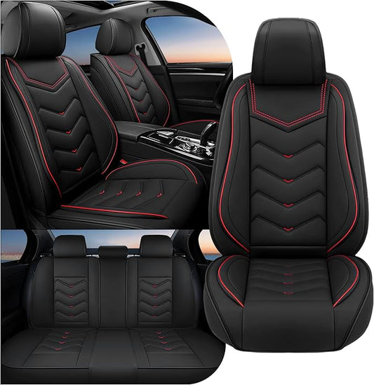 Car Seat Covers Fit for Toyota rav4 2000-2026, Stylish Sport Seat Covers, Waterproof Wear-Resistant Premium Nappa Leather Car Seat Cover.(Full Set/Black)