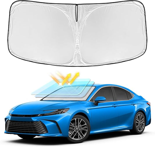 Windshield Sun Shade for Toyota Camry 2025 2026 LE XLE Hybrid SE XSE - 4 Layers Car Sunshades for Front Windows Shade Cover Custom Fit Camry Sun Visor 250T Retractable Blocks Shade UV Rays Accessories