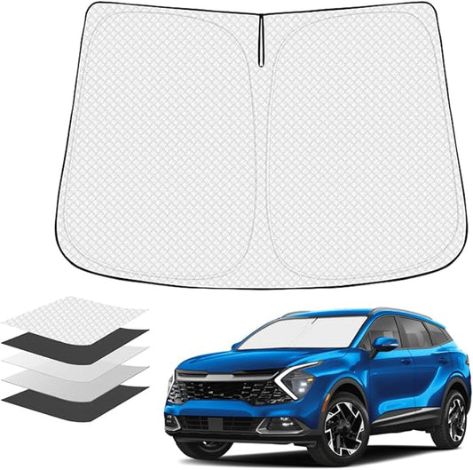 KUST Windshield Sun Shade Custom Fit for Kia Sportage 2023 2024 2025 2026 Accessories Sun Shades Windshield Sunshades Foldable Thicker 5-Layer Blocks UV Rays