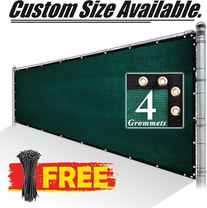 Royal Shade Custom Size 6' x 1' Green Fence Privacy Screen Windscreen Cover Netting Mesh Fabric Cloth - Cable Zip Ties Included (We Make Custom Size)