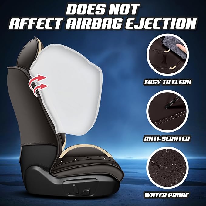 Car Seat Covers for Ford Expedition 2000-2025, Premium Nappa Leather Car Seat Cover, Stylish Sport Seat Covers， Automobile Seat Cover Sets.(Standard 2 Seats/Coffee Color)
