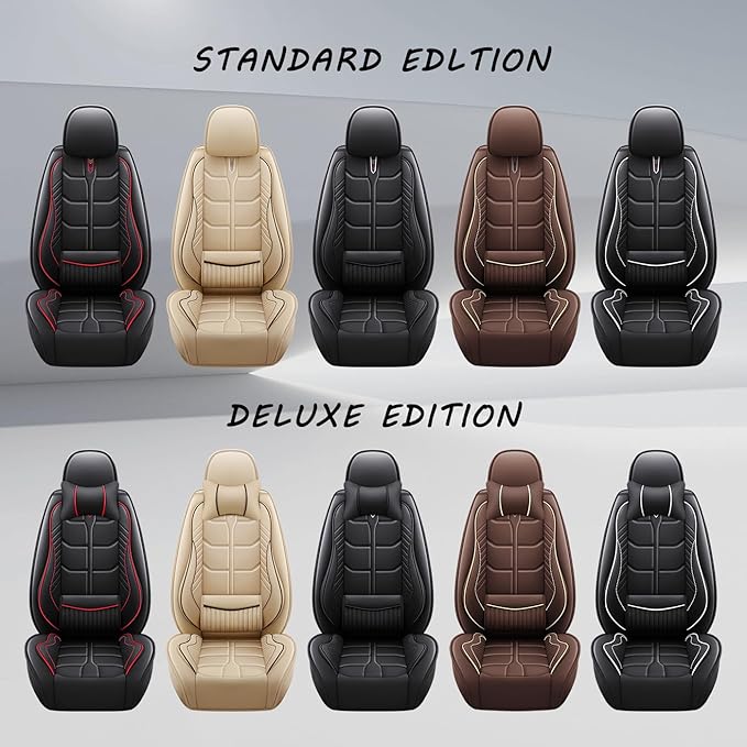 Leather Car Seat Covers Fit for Toyota Highlander 2001-2024, 5 Seater Car Seat Cover, Premium Waterproof, Scratch Resistant Car Interior Accessories (Full Set Beige)