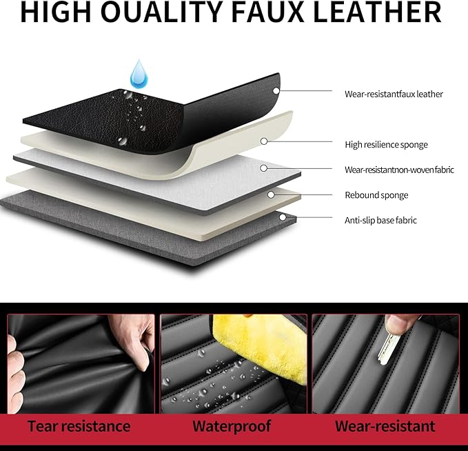 Fit Venza Car Seat Covers for Toyota Venza 2009-2024 2025 2026 - Upgraded Premium Waterproof & Breathable Leather, Airbag Compatible, All-Weather Seat Cushion Protector (Full Set, Black)