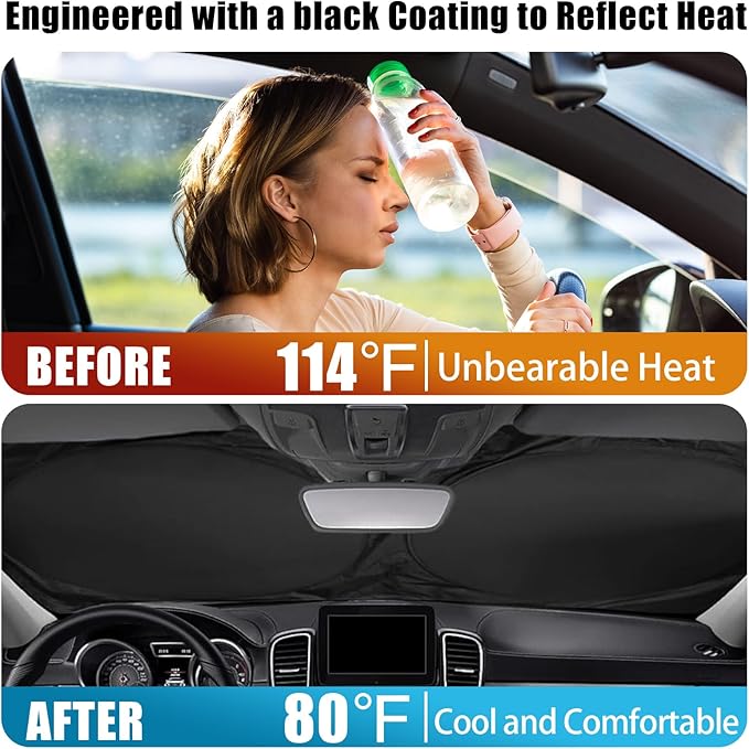 Funny Squirrel Car Windshield Sun Shade Foldable Sunshade Front Window Cover Sun Visor Protector Accessories (59x27.5 inches)