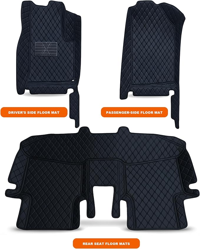All-Weather car Floor MATS-Suitable for 99% of car Models,Leather car mat, offering Personalized Embroidery and Multiple Color Options,Provide Protection for car Rug (Black)