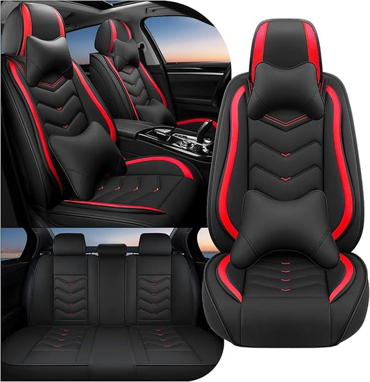 Car Seat Covers Fit for Infiniti g37 2000-2026, Stylish Sport Seat Covers, Waterproof Wear-Resistant Premium Nappa Leather Car Seat Cover.(Full Set with Pillow/Black Red)
