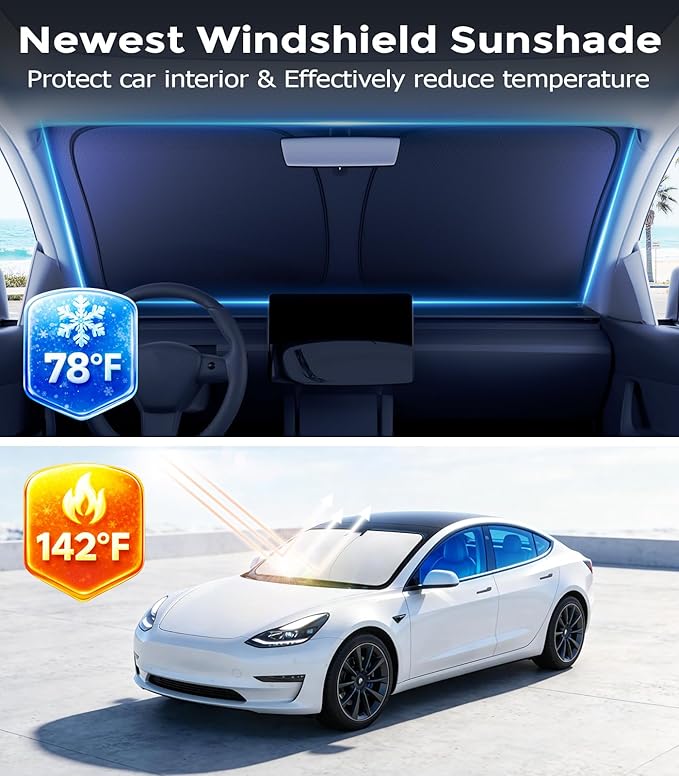 DMJN Windshield Sun Shade for Che-vrolet/Chevy Equinox (2018-2026), Car Sunshade for Front Windshield [100% Efficient Block UV & Scorching Sun] UPF50+ Heat Block - Protect Interior & Keep Cooler