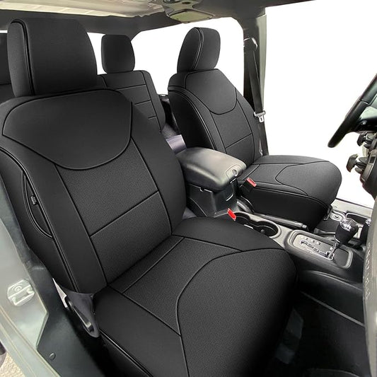 AOMSAZTO Seat Cover for Jeep Wrangler JK 4 Door 2008 2009 2010 Custom Full Set Waterproof Faux Leather Seat Cushion Protector Custom Car Seat Cover Accessories - Black