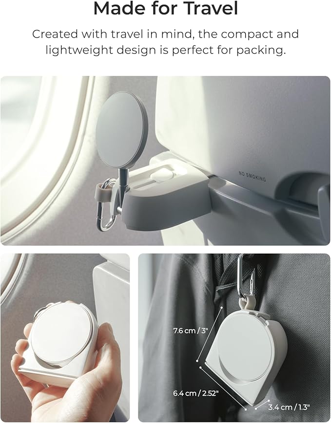 iOttie Treker Travel Essentials Magnetic Airplane Phone Holder with 360° Rotation Swivel Head and Magnetic Ring Adapter for Universal Compatibility with MagSafe, Qi2, iPhone, and Android Smartphones