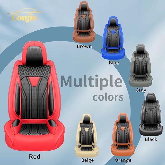 Fit Rogue Car Seat Covers Compatible with Nissan Rogue 2011-2025 2026 - Full Set Premium Leather， Waterproof Breathable， All-Weather Seat Cushion Protecto&Airbag Compatible （Red & Black