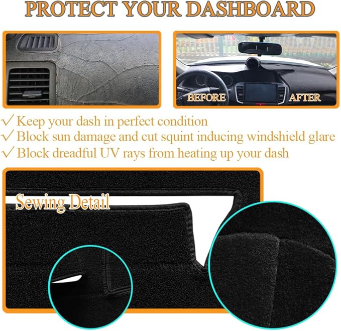 Dash Cover Mat Custom Fit for Toyota Corolla Dashboard Pad Cap Carpet Protector K264 (Black)