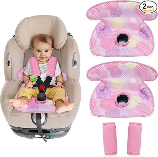 COOLBEBE Piddle Pads Car Seat Protector for Potty Training, 2 Pack Dry Waterproof Car Seat Liner Toilet Training & Strap Covers for Baby Infant, Baby Car Seat Pad Cover for Strollers, Carseat (Pink)