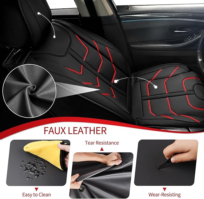TTX LIGHTING Car Seat Covers fit for Honda CR-V 2015-2026 Full Set: Premium Leather Automotive Seat Cover with Airbag Compatible Waterproof (5 Seats, Redline)