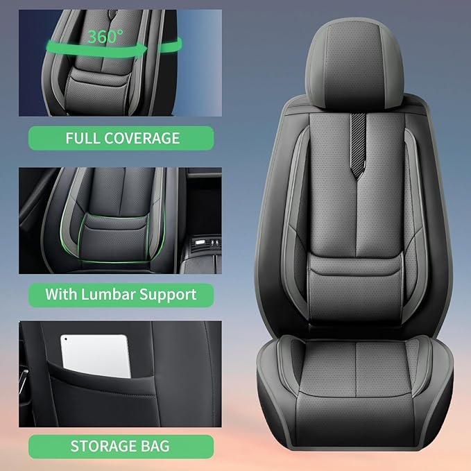 Fit Legacy Car Seat Covers for Subaru Legacy 2008-2023 2024 2025 2026 -Upgraded Premium Waterproof & Breathable Leather,Airbag Compatible,All-Weather Seat Cushion Protector,2 Front/Black-Beige
