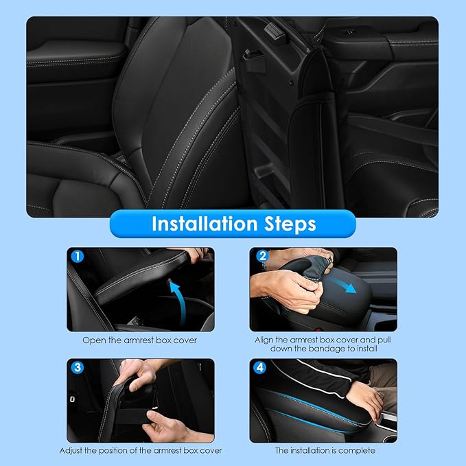 2023-2025 2026 Pilot Accessories Center Console Cover for Honda Pilot (LX/Sport/EX-L/TrailSport/Touring/Elite/Black Edition), Waterproof&Comfy Leather Armrest Cover 2026 2025 Pilot Accessories