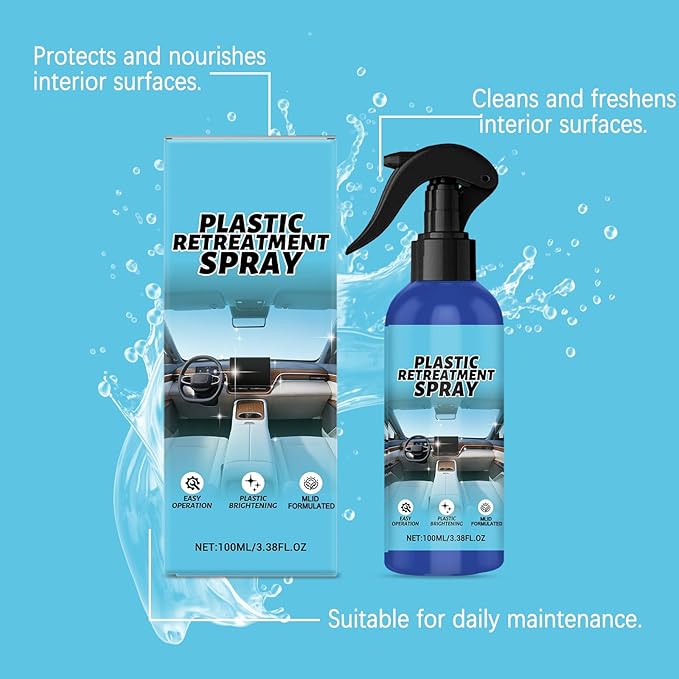 Plastic Restorer for Cars, Car Trim Restorer, Auto Detailing for Refreshing Faded Plastic, Leather, Vinyl and Rubber Trim with Polish, Long Lasting Care (1Pcs)