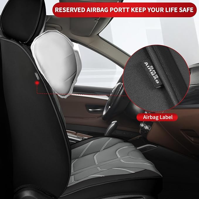 TTX LIGHTING Car Seat Covers fit for VW/Volkswagen Taos 2022-2026 Front Seat: Premium Leather Automotive Seat Cover with Airbag Compatible Waterproof (2 Seats, Black & Gray)
