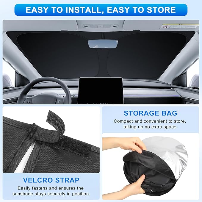 INSAUTO Custom Fit Windshield Sun Shade Accessories for Toyota RAV4 2013-2018, Foldable Front Window Sunshade, UV & Heat Reflector, Keeps Interior Cool, Includes Storage Bag