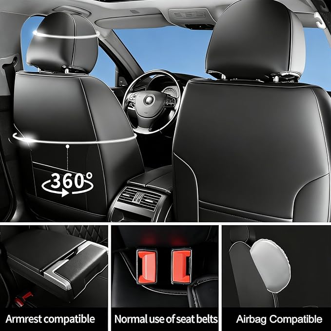 Fit Integra Car Seat Covers for Acura Integra 2023-2026 - Premium Leather, Waterproof, All-Weather, Airbag Compatible, Anti-Slip, Breathable, Easy Install, Seat Protectors, Full Set, Redline