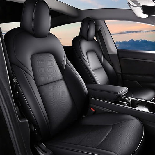AOMSAZTO Car Seat Cover Fit for Tesla Model 3 2017 2018 2019 2020 2021 2022 2023 - Seat Covers Full Set Customized Black