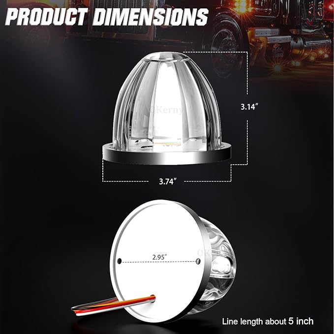 8 Pack LED Marker Lights, Dual Color Red Amber Strobe & Steady, Waterproof Watermelon Cab Roof Clearance Lights with Bezel for Truck Trailer RV Off-Road Vehicles