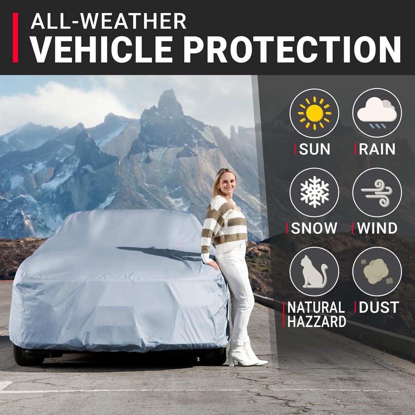 iCarCover Premium Car Cover for 1964-1967 Pontiac GTO Heavy Duty Waterproof All-Weather Automobiles Custom Fit Indoor Outdoor UV Snow Protection Covers with Straps and Bag