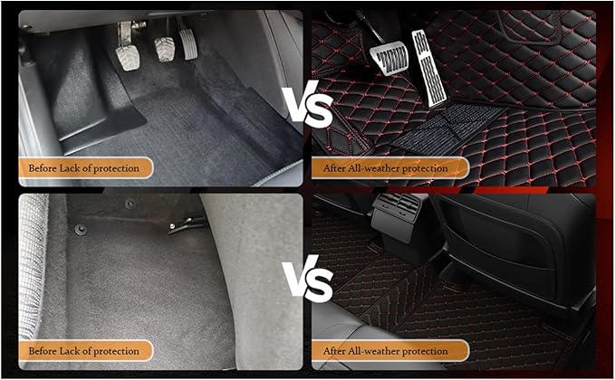 Yaruicar Custom Personalized Floor Mats for Cars Luxury Full Coverage All Car Floor Mats Anti-Slip Leather Car Mat Set Trucks & SUVs Trucks Automotive Floor Mats Liners (Yellows Black Beige)