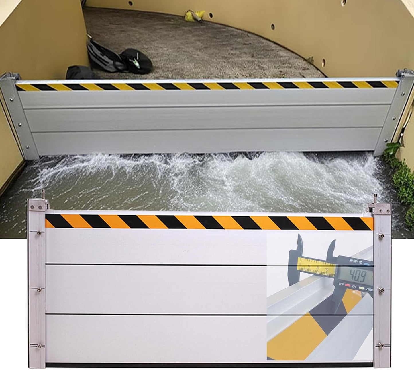 Reusable Heavy Duty Aluminum Flood Barriers for Home Exterior, Flood Protection Barriers Water Barrier Door Quick Detachable Garage Doors Detachable Mobile Rain Water Baffle ( H 47.2 inch L 18.5FT)
