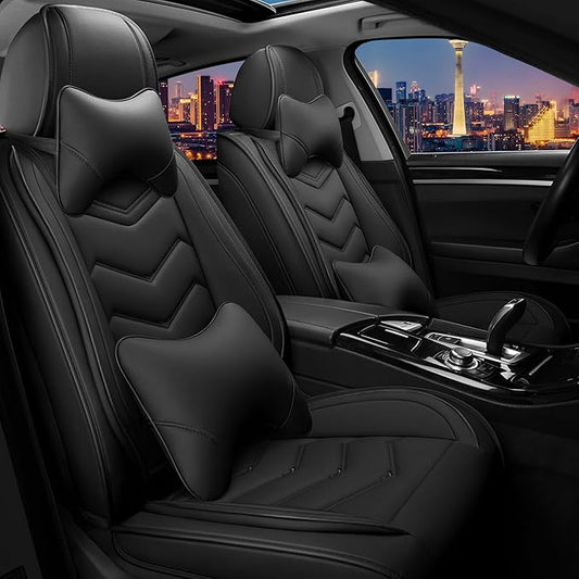 CTDS Car Seat Covers for Chevy Trax 2015-2026, Stylish Sport Seat Cover, Premium Nappa Leather Car Seat Cover. Automobile Seat Covers Sets.(Luxury 2 Seats/Pure Black)