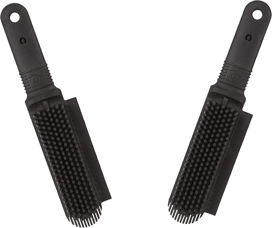 FURemover Plus Pet Hair Rubber Brush with Squeegee, Easily Remove Fur and Lint from Clothing, Carpets and Furniture, Gently Groom Dogs and Cats Wet or Dry, Black, 2 Pack