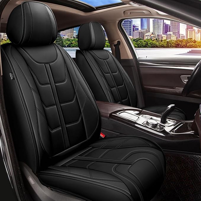 TTX LIGHTING Car Seat Covers fit for Hyundai Palisade 2020-2026 Front Seat: Premium Leather Automotive Seat Cover with Airbag Compatible Waterproof (2 Seats, Black)