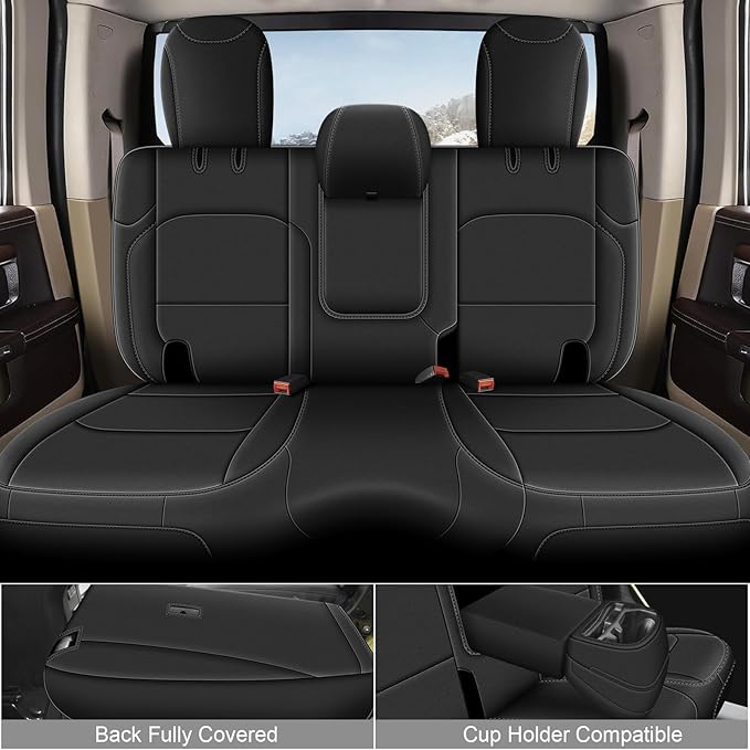 AOMSAZTO Custom Fit Seat Covers for Jeep Wrangler: 2013 2014 2015 2016 2017 4-Door Breathable Car Seats Covers Full Set Black