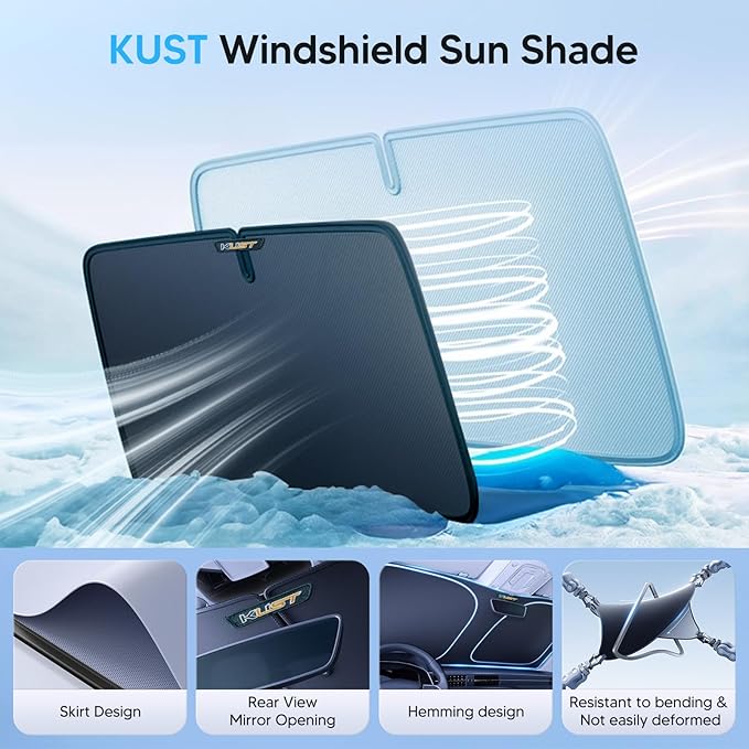 KUST Windshield Sun Shade for Toyota Sienna Mini Van Accessories 2021-2025 2026 Window Sunshade Sun Visor Protector Foldable Blocks UV Rays Keep Your Car Cooler
