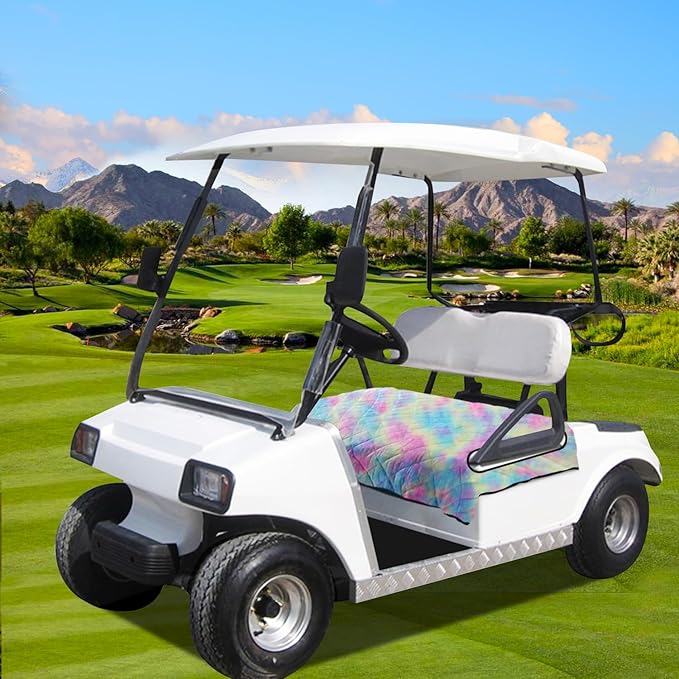 YOKYHOM Golf Cart Seat Covers for 2 & 4 Passenger Carts, Thick Short Plush with Non-Slip Backing, Ultra Soft Seat Towel Blanket, Fits EZGO, Club Car, Yamaha, 51"x30.5", Colorful Yellow