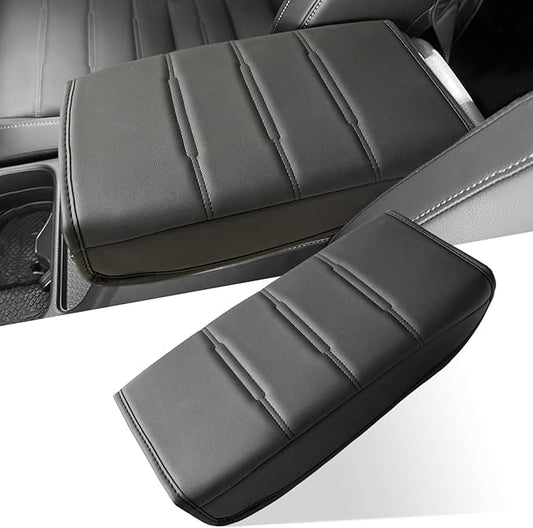 for Honda CRV 2026 2025 2024 2023 Center Console Cover - Vegan Leather Armrest Protector for Honda CR-V LX EX Sport Hybrid EX-L Sport Touring Hybrid Accessories 2023 2024 2025（Black Stitches）