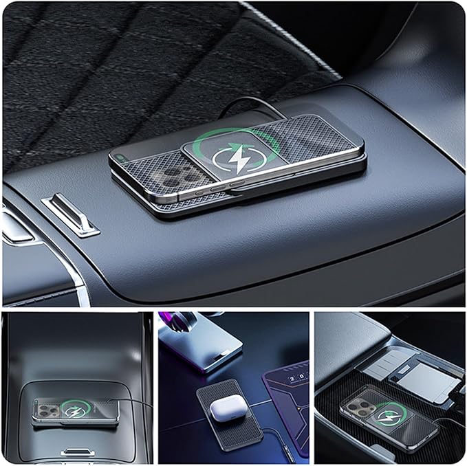 Wireless Car Phone Charger for Toyota Echo Platz Yaris Tacoma Tundra Hilux, Type C/USB 20W Fast Charging Pad, Non-Slip Charging Station for Travel Home Office Desk, Lightweight,Type-C