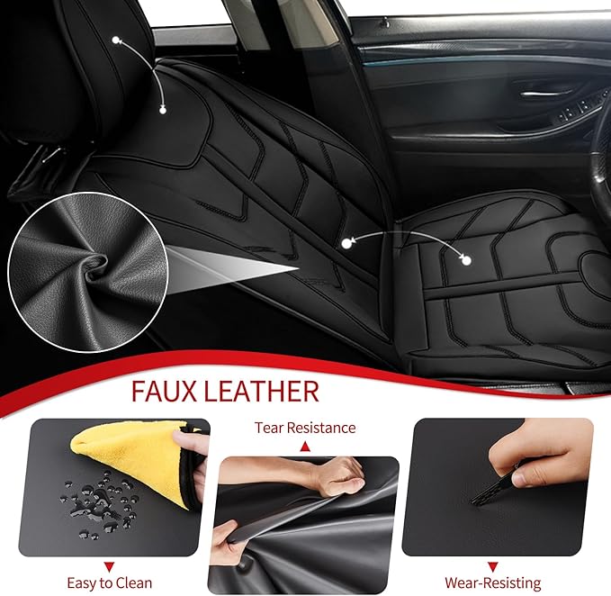 TTX LIGHTING Car Seat Covers fit for Nissan Sentra 2008-2026 Front Seat: Premium Leather Automotive Seat Cover with Airbag Compatible Waterproof (2 Seats, Black)