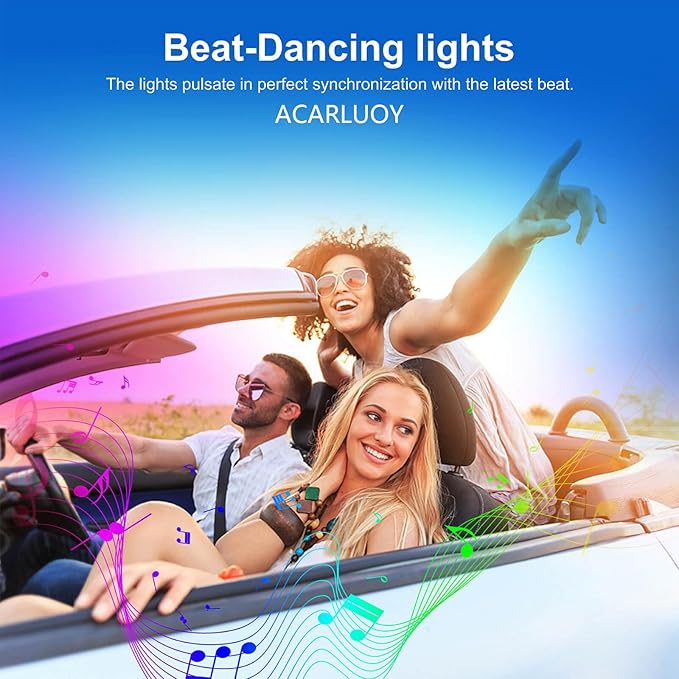 Acrylic Interior LED Ambient Light, Ten in One Ambient Lighting Kit, Ambient Lighting Car Interior， Suitable for Dynamic Car Chase, Music Synchronization, Neon Atmosphere Lighting Kit