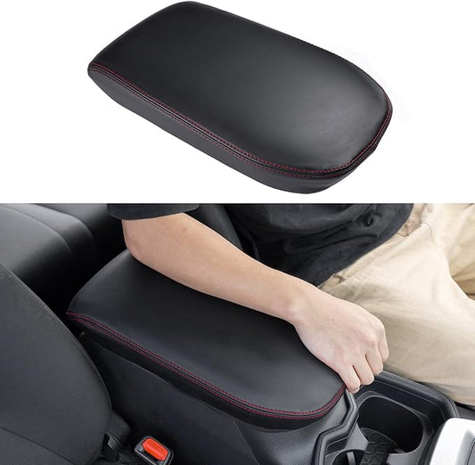 JDMCAR Center Console Armrest Cover for 2025 Toyota RAV4 Accessories 2024 2023 2022 2021 2020 2019 Leather Middle Console Lid Cover Pad Protector Elbow Arm Rest Covering Car-(Red)
