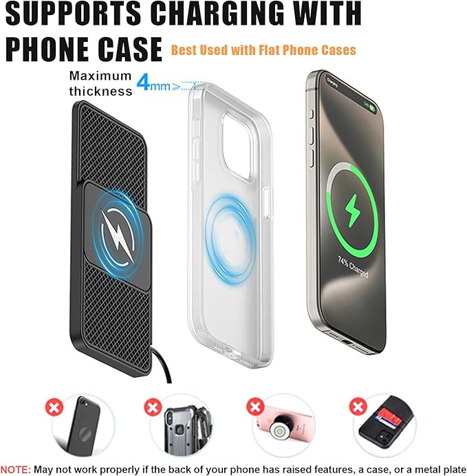 Wireless Car Phone Charger for Lexus RC 300/350/300 F SPORT/350 F Sport, Type C/USB 20W Fast Charging Pad, Non-Slip Charging Station for Travel Home Office Desk, Lightweight, USB