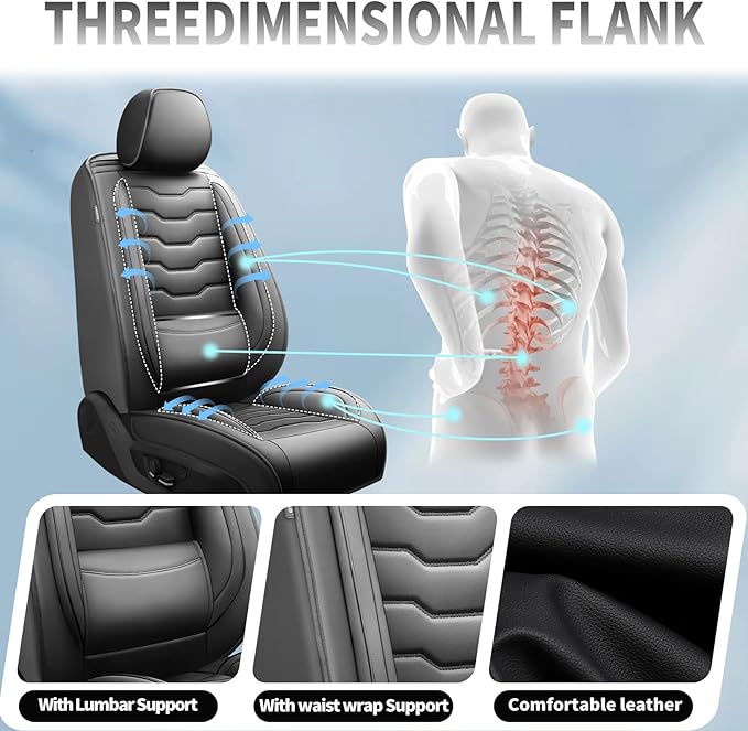 Fit Frontier Car Seat Covers Premium Leather for Nissan Frontier 2009-2025 2026. Waterproof， Breathable, Scratch-Resistant & All-Weather Seat Cushion Protector（Full Set,Black