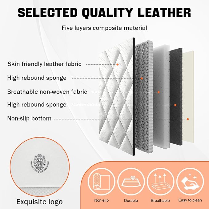 Car Seat Covers Compatible with Toyota Camry 2012-2026 Durable Waterproof Automotive Seat Covers Stretchable Fabric Material, Airbag Compatibility, Premium Nappa Leather(Black White, 2 Pcs Front)