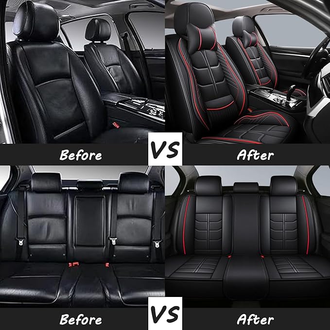 Leather Car Seat Covers Fit for Toyota Highlander Hybrid 2006-2024, 5 Seater Car Seat Cover, Premium Waterproof, Scratch Resistant Car Interior Accessories (Full Set with Pillow Coffee)