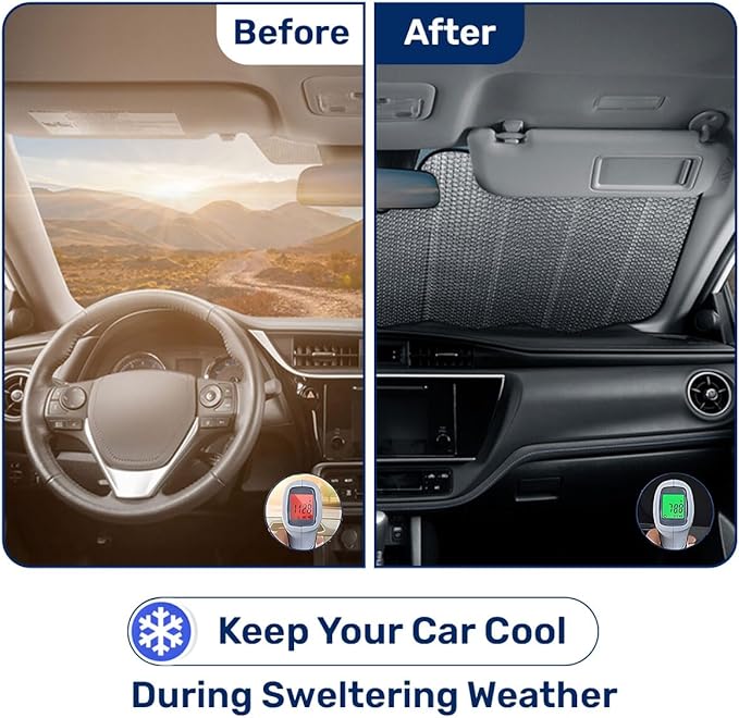 GENANY German Shepherd Police Windshield Sun Shade for Car SUV Truck (55x30 Inches), Sun Shade Windshield, Shades for Windows, Protector Blocks UV, Spring Car Decor