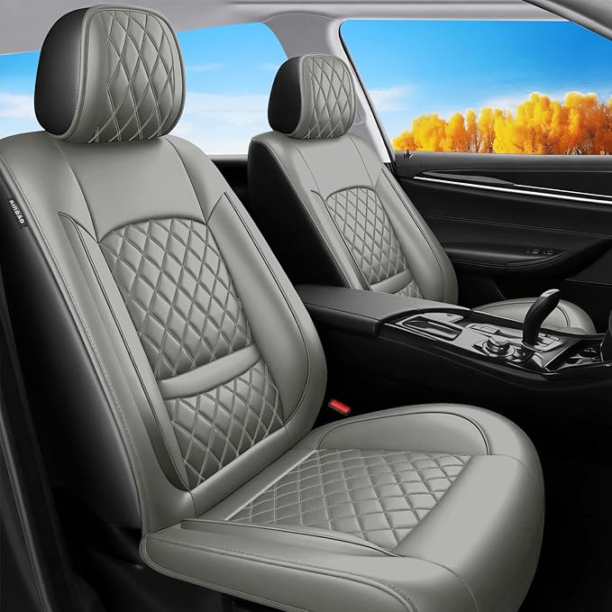 Fit RDX Car Seat Covers for Acura RDX 2010-2025 2026 - Premium Leather, Waterproof, All-Weather, Airbag Compatible, Anti-Slip, Breathable, Easy Install, Seat Protectors, Full Set, Gray