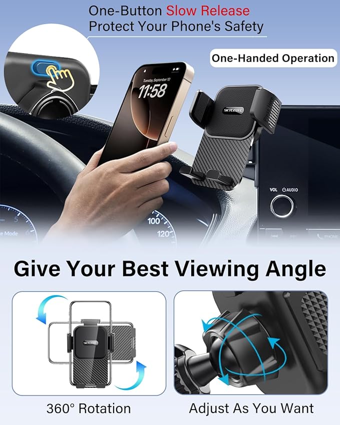 Car Phone Holder for Toyota RAV4 2019 2020-2023 2024 2025 Accessories 7/8-Inch Screen Fixed Clip, Automobile Cradles Phone Mount, Cell Phone Base Not Block Air Vent ( Not Fit 9/10.5-inch Screen)