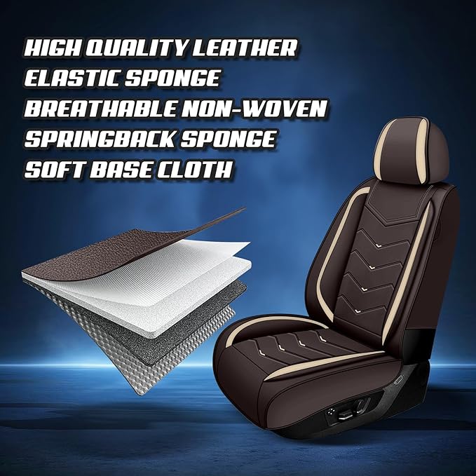 Car Seat Covers for Hyundai Sonata 2002-2025, Premium Nappa Leather Car Seat Cover, Stylish Sport Seat Covers， Automobile Seat Cover Sets.(Standard 5 Seats/Coffee Color)